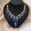 imageCSY Elegant Crystal Costume Jewelry Sets Flower Bridal Necklace Earrings Stretch Bangle Set for Bride Bridesmaid Wedding Dress AccessoriesSapphire bluegold tone