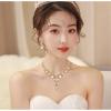 imageCSY Elegant Crystal Costume Jewelry Sets Flower Bridal Necklace Earrings Stretch Bangle Set for Bride Bridesmaid Wedding Dress Accessorieschampagne gold