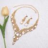 imageCSY Elegant Crystal Costume Jewelry Sets Flower Bridal Necklace Earrings Stretch Bangle Set for Bride Bridesmaid Wedding Dress Accessorieschampagne gold