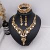 imageCSY Elegant Crystal Costume Jewelry Sets Flower Bridal Necklace Earrings Stretch Bangle Set for Bride Bridesmaid Wedding Dress Accessorieschampagne gold