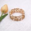 imageCSY Elegant Crystal Costume Jewelry Sets Flower Bridal Necklace Earrings Stretch Bangle Set for Bride Bridesmaid Wedding Dress Accessorieschampagne gold