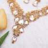 imageCSY Elegant Crystal Costume Jewelry Sets Flower Bridal Necklace Earrings Stretch Bangle Set for Bride Bridesmaid Wedding Dress Accessorieschampagne gold