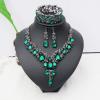 imageCSY Elegant Crystal Costume Jewelry Sets Flower Bridal Necklace Earrings Stretch Bangle Set for Bride Bridesmaid Wedding Dress Accessoriesgreen crystalblack tone