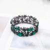 imageCSY Elegant Crystal Costume Jewelry Sets Flower Bridal Necklace Earrings Stretch Bangle Set for Bride Bridesmaid Wedding Dress Accessoriesgreen crystalblack tone