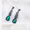 imageCSY Elegant Crystal Costume Jewelry Sets Flower Bridal Necklace Earrings Stretch Bangle Set for Bride Bridesmaid Wedding Dress Accessoriesgreen crystalblack tone