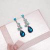 imageCSY Elegant Crystal Costume Jewelry Sets Flower Bridal Necklace Earrings Stretch Bangle Set for Bride Bridesmaid Wedding Dress Accessorieslake blue crystalplatinum tone