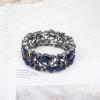 imageCSY Elegant Crystal Costume Jewelry Sets Flower Bridal Necklace Earrings Stretch Bangle Set for Bride Bridesmaid Wedding Dress Accessoriesnavy blue crystal
