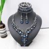 imageCSY Elegant Crystal Costume Jewelry Sets Flower Bridal Necklace Earrings Stretch Bangle Set for Bride Bridesmaid Wedding Dress Accessoriesnavy blue crystal