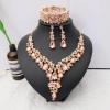 imageCSY Elegant Crystal Costume Jewelry Sets Flower Bridal Necklace Earrings Stretch Bangle Set for Bride Bridesmaid Wedding Dress Accessoriespeach crystalrose gold tone