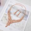 imageCSY Elegant Crystal Costume Jewelry Sets Flower Bridal Necklace Earrings Stretch Bangle Set for Bride Bridesmaid Wedding Dress Accessoriespeach crystalrose gold tone