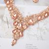 imageCSY Elegant Crystal Costume Jewelry Sets Flower Bridal Necklace Earrings Stretch Bangle Set for Bride Bridesmaid Wedding Dress Accessoriespeach crystalrose gold tone