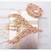 imageCSY Elegant Crystal Costume Jewelry Sets Flower Bridal Necklace Earrings Stretch Bangle Set for Bride Bridesmaid Wedding Dress Accessoriespeach crystalrose gold tone