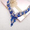 imageCSY Elegant Crystal Costume Jewelry Sets Flower Bridal Necklace Earrings Stretch Bangle Set for Bride Bridesmaid Wedding Dress Accessoriesroyal blue crystalplatinum tone