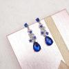 imageCSY Elegant Crystal Costume Jewelry Sets Flower Bridal Necklace Earrings Stretch Bangle Set for Bride Bridesmaid Wedding Dress Accessoriesroyal blue crystalplatinum tone