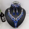 imageCSY Elegant Crystal Costume Jewelry Sets Flower Bridal Necklace Earrings Stretch Bangle Set for Bride Bridesmaid Wedding Dress Accessoriesroyal blue crystalplatinum tone
