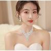 imageCSY Elegant Crystal Costume Jewelry Sets Flower Bridal Necklace Earrings Stretch Bangle Set for Bride Bridesmaid Wedding Dress Accessorieswhite crystalsilver tone