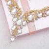 imageCSY Elegant Crystal Costume Jewelry Sets Flower Bridal Necklace Earrings Stretch Bangle Set for Bride Bridesmaid Wedding Dress Accessorieswhite crystalgold tone