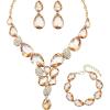 imageCSY Elegant Austrian Crystal Necklace Drop Earrings Bracelet Set Bridal Wedding Prom Costume Jewelry Sets for Brides Bridesmaidchampagne gold