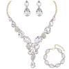 white crystal-gold tone