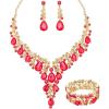 Red crystal-gold tone