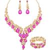 hot pink crystal-gold tone