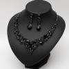 imageCSY 4 PcsSet Austrian Crystal Necklace Earrings Bracelet Ring Bridal Jewelry Sets for Brides Wedding Party Costume Accessories Gifts for Women02black