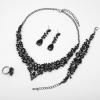 imageCSY 4 PcsSet Austrian Crystal Necklace Earrings Bracelet Ring Bridal Jewelry Sets for Brides Wedding Party Costume Accessories Gifts for Women02black