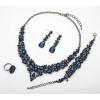 imageCSY 4 PcsSet Austrian Crystal Necklace Earrings Bracelet Ring Bridal Jewelry Sets for Brides Wedding Party Costume Accessories Gifts for Women02blacknavy blue