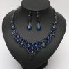 imageCSY 4 PcsSet Austrian Crystal Necklace Earrings Bracelet Ring Bridal Jewelry Sets for Brides Wedding Party Costume Accessories Gifts for Women02blacknavy blue