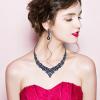 imageCSY 4 PcsSet Austrian Crystal Necklace Earrings Bracelet Ring Bridal Jewelry Sets for Brides Wedding Party Costume Accessories Gifts for Women02blacknavy blue