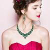 imageCSY 4 PcsSet Austrian Crystal Necklace Earrings Bracelet Ring Bridal Jewelry Sets for Brides Wedding Party Costume Accessories Gifts for Women02gold platedgreen