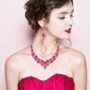 imageCSY 4 PcsSet Austrian Crystal Necklace Earrings Bracelet Ring Bridal Jewelry Sets for Brides Wedding Party Costume Accessories Gifts for Women02gold platedhot pink crystal