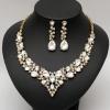 imageCSY 4 PcsSet Austrian Crystal Necklace Earrings Bracelet Ring Bridal Jewelry Sets for Brides Wedding Party Costume Accessories Gifts for Women02gold platedwhite