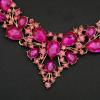 imageCSY 4 PcsSet Austrian Crystal Necklace Earrings Bracelet Ring Bridal Jewelry Sets for Brides Wedding Party Costume Accessories Gifts for Women02gold platedhot pink crystal