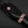 imageCSY 4 PcsSet Austrian Crystal Necklace Earrings Bracelet Ring Bridal Jewelry Sets for Brides Wedding Party Costume Accessories Gifts for Women02gold platedpink