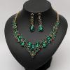 imageCSY 4 PcsSet Austrian Crystal Necklace Earrings Bracelet Ring Bridal Jewelry Sets for Brides Wedding Party Costume Accessories Gifts for Women02gold platedgreen