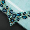 imageCSY 4 PcsSet Austrian Crystal Necklace Earrings Bracelet Ring Bridal Jewelry Sets for Brides Wedding Party Costume Accessories Gifts for Women02gold platedaquamarine