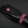 imageCSY 4 PcsSet Austrian Crystal Necklace Earrings Bracelet Ring Bridal Jewelry Sets for Brides Wedding Party Costume Accessories Gifts for Women02gold platedhot pink crystal