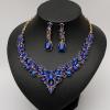 imageCSY 4 PcsSet Austrian Crystal Necklace Earrings Bracelet Ring Bridal Jewelry Sets for Brides Wedding Party Costume Accessories Gifts for Women02gold platedroyal blue