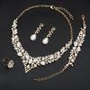 imageCSY 4 PcsSet Austrian Crystal Necklace Earrings Bracelet Ring Bridal Jewelry Sets for Brides Wedding Party Costume Accessories Gifts for Women02gold platedwhite