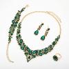 imageCSY 4 PcsSet Austrian Crystal Necklace Earrings Bracelet Ring Bridal Jewelry Sets for Brides Wedding Party Costume Accessories Gifts for Women02gold platedgreen