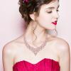 imageCSY 4 PcsSet Austrian Crystal Necklace Earrings Bracelet Ring Bridal Jewelry Sets for Brides Wedding Party Costume Accessories Gifts for Women02gold platedpink