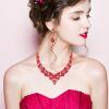 imageCSY 4 PcsSet Austrian Crystal Necklace Earrings Bracelet Ring Bridal Jewelry Sets for Brides Wedding Party Costume Accessories Gifts for Women02gold platedred