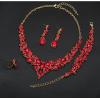 imageCSY 4 PcsSet Austrian Crystal Necklace Earrings Bracelet Ring Bridal Jewelry Sets for Brides Wedding Party Costume Accessories Gifts for Women02gold platedred