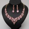 imageCSY 4 PcsSet Austrian Crystal Necklace Earrings Bracelet Ring Bridal Jewelry Sets for Brides Wedding Party Costume Accessories Gifts for Women02gold platedpink
