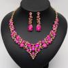 imageCSY 4 PcsSet Austrian Crystal Necklace Earrings Bracelet Ring Bridal Jewelry Sets for Brides Wedding Party Costume Accessories Gifts for Women02gold platedhot pink crystal