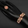 imageCSY 4 PcsSet Austrian Crystal Necklace Earrings Bracelet Ring Bridal Jewelry Sets for Brides Wedding Party Costume Accessories Gifts for Women02rose goldpeach