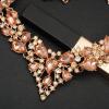 imageCSY 4 PcsSet Austrian Crystal Necklace Earrings Bracelet Ring Bridal Jewelry Sets for Brides Wedding Party Costume Accessories Gifts for Women02rose goldpeach