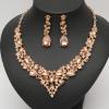 imageCSY 4 PcsSet Austrian Crystal Necklace Earrings Bracelet Ring Bridal Jewelry Sets for Brides Wedding Party Costume Accessories Gifts for Women02rose goldpeach