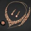 imageCSY 4 PcsSet Austrian Crystal Necklace Earrings Bracelet Ring Bridal Jewelry Sets for Brides Wedding Party Costume Accessories Gifts for Women02rose goldpeach